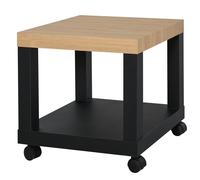 HOMCOM Table d'appoint roulante, table basse moderne avec étagère ouverte, 40 x 40 x 40 cm, bois naturel & noir