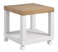 HOMCOM Table d'appoint roulante, table basse moderne avec étagère ouverte, 40 x 40 x 40 cm, bois naturel & blanc