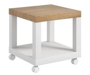 HOMCOM Table d'appoint roulante, table basse moderne avec étagère ouverte, 40 x 40 x 40 cm, bois naturel & blanc