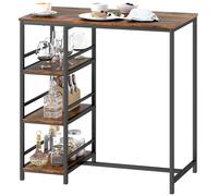 HOMCOM Table de bar mange-debout avec 3 étagères de rangement et cadre en acier, 90 x 50 x 90,5 cm, brun rustique, noir
