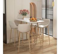 HOMCOM Table de bar rectangulaire pour 4 personnes, table haute avec pieds en acier effet bois, table bistro facile à monter, pour bar à domicile, salle à manger, 120 x 60 x 98 cm, blanc Description:D