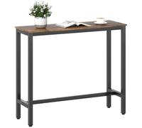 HOMCOM Table de bar rectangulaire, table de cuisine haute peu encombrante avec structure en acier, îlot de cuisine avec pieds réglables, pour cuisine, salle à manger, effet bois marron rustique