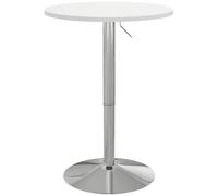 HOMCOM Table de Bar Ronde Hauteur Réglable 69-91 cm Blanc Argenté | Table Haute Cuisine, Mange-Debout, Plateau Pivotante à 360°, Base en Acier