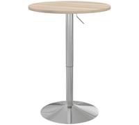 HOMCOM Table de Bar Ronde Hauteur Réglable 69-91 cm Chêne Clair Argenté | Table Haute Cuisine, Mange-Debout, Plateau Pivotante à 360°, Base en Acier