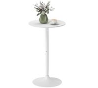 HOMCOM Table de Bar Ronde Style Contemporain 60L x 60l x 102H cm Blanc | Table de Bistro, Mange-Debout, Plateau Peint, Cadre en Acier