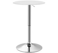 HOMCOM Table de Bar Table Bistro Hauteur Réglable 67-93 cm Ø 63 cm Blanc | Mange-debout, Chic Style Contemporain, Plateau Pivotant 360°, Métal