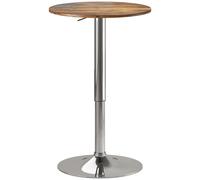 HOMCOM Table de Bar Table Bistro Mange-debout Hauteur réglable 67-93 cm Plateau pivotant 360° marron