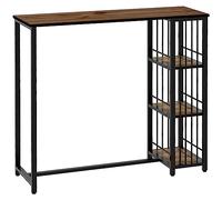 HOMCOM Table de Bar Table Haute de Cuisine Mange-Debout avec étagères - 120 x 40 x 105 cm - piètement Acier Noir Marron