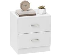 HOMCOM Table de Chevet 2 Tiroirs Design Moderne 45 x 39,5 x 49 cm Blanc | Poignée en Alliage d'Aluminium, Table de Nuit, Bout de Canapé