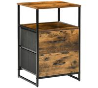 HOMCOM Table de Chevet 2 Tiroirs Tissus Style Industriel 45 x 40 x 70,5 cm | Table d'appoint, Petit Meuble de Rangement, Commode en Bois et métal