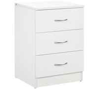 HOMCOM Table de chevet 3 tiroirs, poignées en aluminium, design anti-basculement, 40x35x58 cm, Blanc