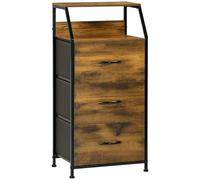 HOMCOM Table de Chevet 3 Tiroirs Tissus Style Industriel 44 x 29 x 92 cm | Table d'appoint, Petit Meuble de Rangement, Commode en Bois et métal