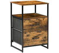 HOMCOM Table de Chevet avec 2 Tiroirs Tissus Meuble de Rangement Style Industriel Commode 2 tiroirs - 45 x 40 x 70,5 cm - Bois et métal