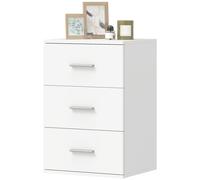 HOMCOM Table de chevet avec 3 tiroirs, commode d'appoint pour chambre, MDF, blanc
