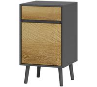 HOMCOM Table de Chevet avec Tiroir et Armoire Moderne Sans Poignées, 40x39x69 cm, Gris Foncé et Bois