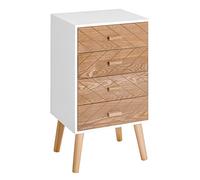 Homcom Meuble de rangement chiffonnier design scandinave 40L x 30l x 75H cm 4 tiroirs bois massif pin MDF blanc et hêtre motif graphique
