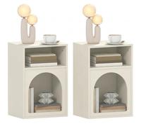HOMCOM Table de Chevet Design Arqué 40 x 30 x 60 cm Crème | Table de Nuit, Compartiments Ouverts, Chevet de Lit, pour Chambre à Coucher, Salon