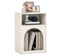 HOMCOM Table de Chevet Design Arqué 40 x 30 x 60 cm Crème | Table de Nuit, Compartiments Ouverts, Chevet de Lit, pour Chambre à Coucher, Salon