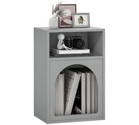 HOMCOM Table de Chevet Design Arqué 40 x 30 x 60 cm Gris | Table de Nuit, Compartiments Ouverts, Chevet de Lit, pour Chambre à Coucher, Salon