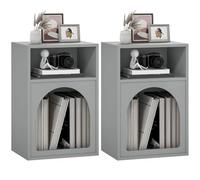 HOMCOM Table de Chevet Design Arqué 40 x 30 x 60 cm Gris | Table de Nuit, Compartiments Ouverts, Chevet de Lit, pour Chambre à Coucher, Salon