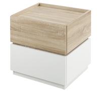 HOMCOM Table de chevet empilable table de nuit table d'appoint avec 2 tiroirs pour chambre à coucher, salon - blanc et naturel