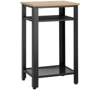 Homcom Table de chevet industrielle avec 2 étagères en métal et pieds réglables pour salon chambre 45 x 35 x 75 cm Chêne et noir