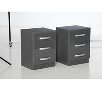 HOMCOM Table de chevet moderne, 2 pièces avec 3 tiroirs pour chambre à coucher et salon en aggloméré, 40 x 36 x 56 cm, gris
