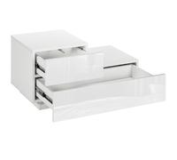 HOMCOM Table de Chevet Moderne avec 16 Lumières LED RGB, Télécommande et Deux Tiroirs en Panneau de Particules, 70x37x38cm, Blanc