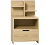 HOMCOM Table de Chevet Table de Nuit avec tiroir, Niche et étagères de Rangement Effet Bois - 45 x 35 x 73 cm Naturel