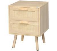 HOMCOM Table de Chevet pour Chambre à Coucher en Style Boho, 40x40x56cm, Couleur Bois Naturel