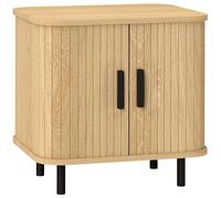 HOMCOM Table de chevet, table d'appoint avec porte coulissante à lamelles, table de chevet moderne, table de canapé pour chambre à coucher, salon, 48 x 40 x 48 cm, chêne