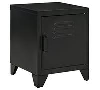 HOMCOM Table de chevet Table de chevet Table d'appoint avec étagère réglable Porte Table de nuit Design industriel Métal Noir 50 x 40 x 47,5 cm