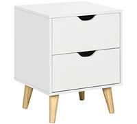 Chevet table de nuit design scandinave 2 tiroirs piètement bois pin panneaux particules blanc Blanc G