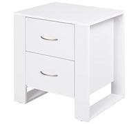 HOMCOM Table de Chevet Table de Nuit 2 Tiroirs Moderne Dim. 48L x 39l x 54H cm en Bois Blanc