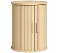 HOMCOM Table de Chevet, Table de Nuit Ronde Cannelée avec Porte Coulissante, pour Chambre à Coucher, Salon, 40x40x50cm, Chêne
