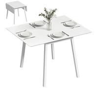 HOMCOM Table de Cuisine Pliable Table à Manger Pliante avec Plateau Rabattable en Bois pour 2 à 4 Personnes, Blanc