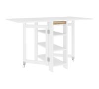 HOMCOM Table de cuisine table de salle à manger pliable amovible 3 étagères 2 abattants design moderne 120 x 60 x 75 cm blanc