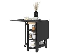 HOMCOM Table de cuisine table de salle à manger pliable amovible 3 étagères 2 abattants design moderne 120 x 60 x 75 cm noir