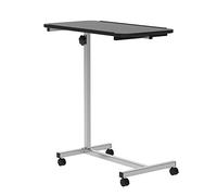 HOMCOM Table de lit réglable à roulettes Forme C Portable Noir | Bureau pour ordinateur portable, table de lit d'hôpital, salon, chambre