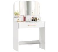 HOMCOM Table de Maquillage avec Miroir arqué 3tiroirs 80x40x135 cm Blanc | Table de toilette moderne & table de maquillage pour chambre, petits espaces