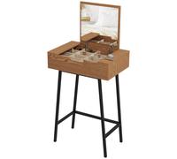 HOMCOM Table de Maquillage avec Miroir Pliable et 16 Compartiments de Style Industriel, Bois et Acier, 60x40x90 cm