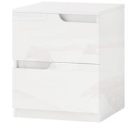 HOMCOM : Table de chevet moderne en bois avec 2 tiroirs et finition brillante, dimensions 40x40x48 cm, couleur blanche