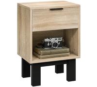 HOMCOM Table de Nuit, Table de Nuit avec tiroir, Compartiment Ouvert, Table de Nuit pour Chambre à Coucher, Salon, chêne, 35 x 26 x 50 cm