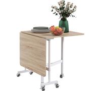 HOMCOM Table de salle à manger, table de cuisine à roulettes, table pliante avec cadre en acier, table de salle à manger extensible pour 4-6 personnes, pour cuisine, salle à manger, chêne, 52,5-120 x 