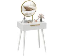 HOMCOM Table de Toilette Moderne avec Miroir 60x40x123 cm Blanc | Petite coiffeuse, 2 tiroirs, chambre, salon