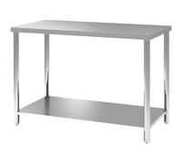 HOMCOM Table de travail, établi d'atelier en acier inoxydable 2 étagère, pour atelier, garage, hangar, 120x60x86cm, argenté