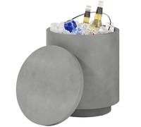 HOMCOM Table d'Extérieur, Table d'Appoint avec Refroidisseur, Seau à Glace, Gris clair