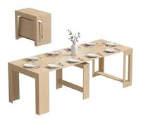 HOMCOM Table Extensible pour 10 pers., 48-240x90 cm, Marron Clair | Table de salle à manger, table de cuisine rectangulaire, aspect bois, 4 rallonges, pour cuisine, salle à manger