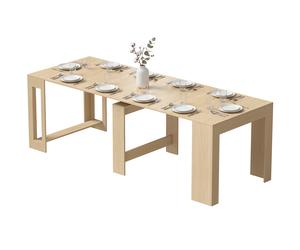 HOMCOM Table extensible pour petits espaces, transformable en console, places pour 10 personnes, aspect bois Marron clair