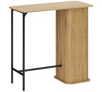HOMCOM Table Haute Mange Debout, Table de Bar avec 3 Étagères de Rangement et Pieds en Métal, 112x50x106cm, Bois Naturel